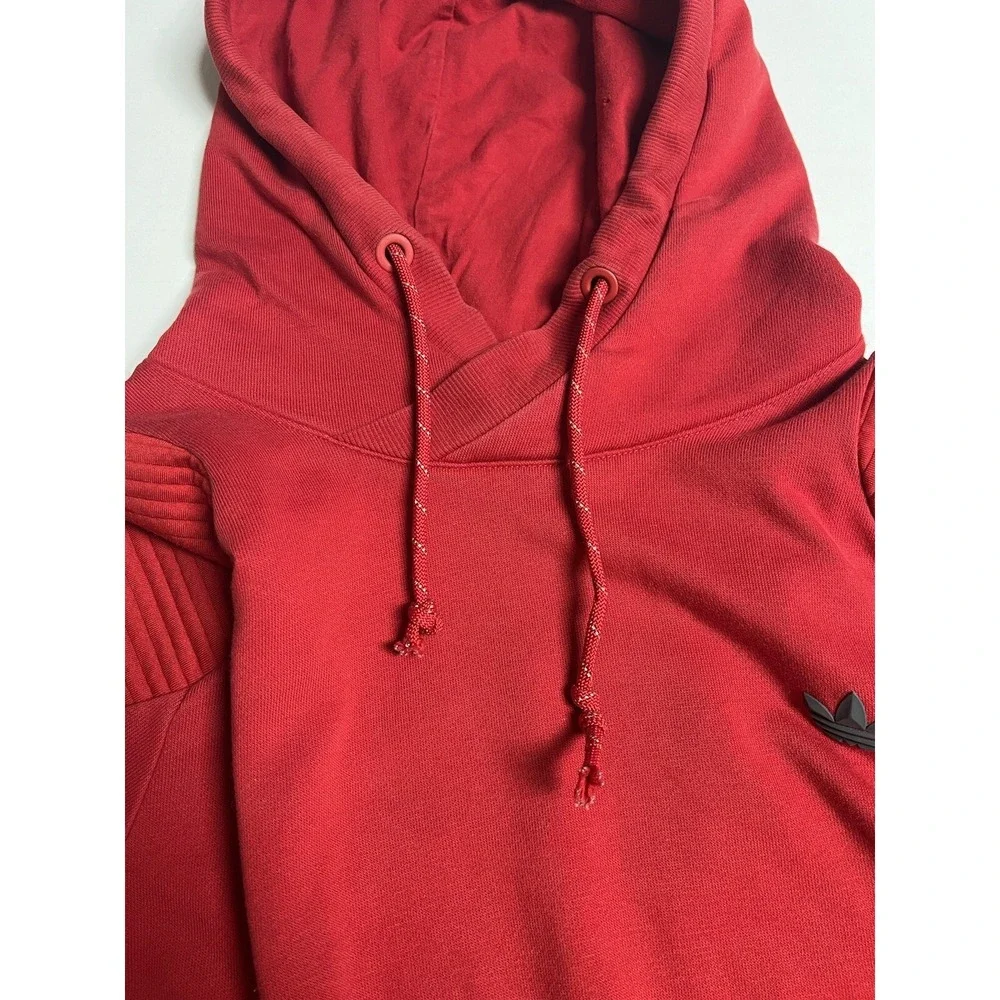 Adidas Originals Rubber Logo Trefoil Cross Neck Hoodie Red Mens Sz‎ L